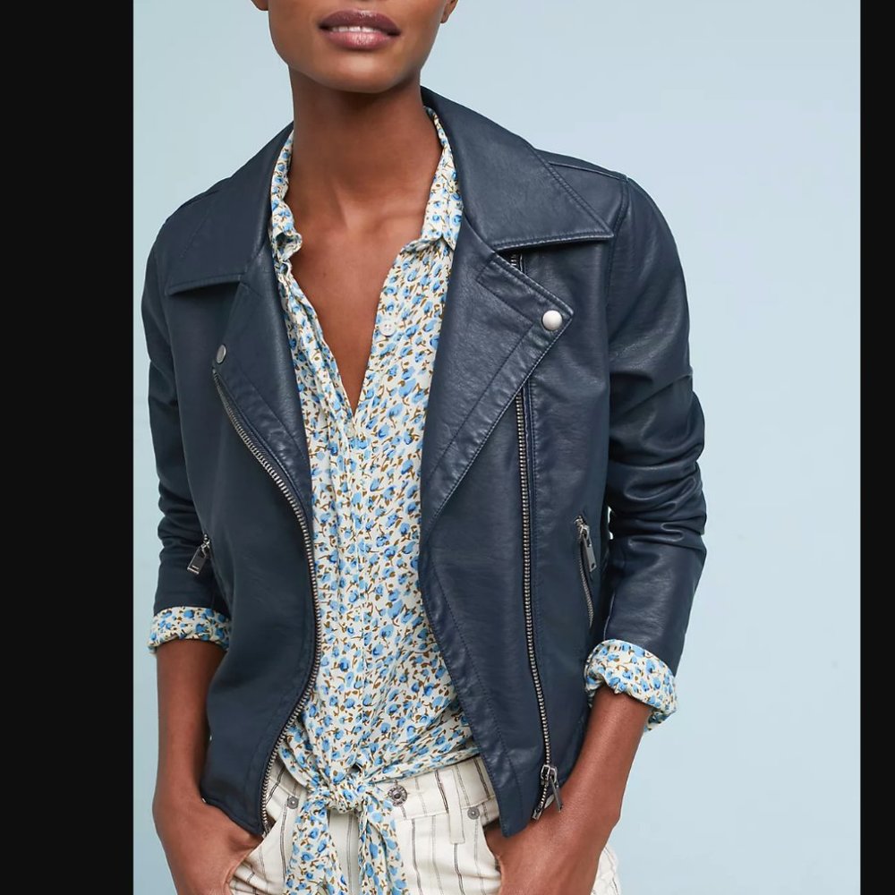 Anthropologie Shrunken Vegan Leather Moto Jacket